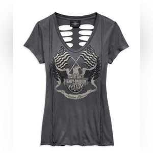 Harley-Davidson Flag and Freedom Eagle with slashed back T-shirt in x-small